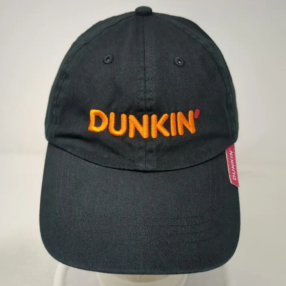 Dunkin' Baseball Cap Black One Size Cotton Embroidered Logo Strapback Hat